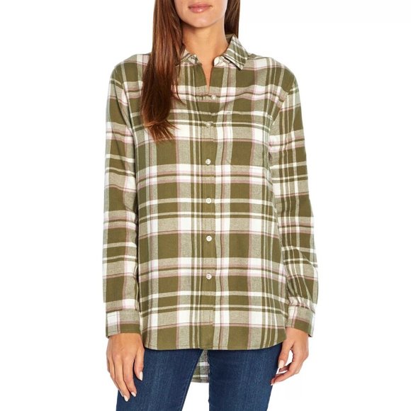 Gap Women's Boyfriend Flannel Top Button Up Size XS Piper Green NWT - Picture 1 of 7